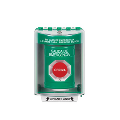 STI Botón de Salida de Emergencia, Cubierta de Policarbonato Súper Resistente de Superficie con Espaciador, Activación de Acción Mantenida, Con Bocina de Advertencia MOD: SS2-181-EX-ES