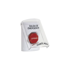 STI Botón de Emergencia con Bocina de Advertencia Integrada, Texto en Español, Tapa Protectora de Policarbonato Súper Resistente, Restablecimiento con Llave MOD: SS2-3A2EX-ES