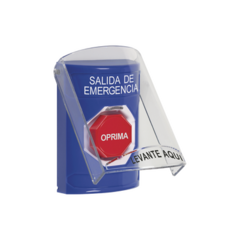 STI Botón de Salida de Emergencia, Texto en Español, Tapa Protectora de Policarbonato Súper Resistente, Restablecimiento con Llave MOD: SS2-422-EX-ES