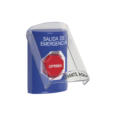 STI Botón de Salida de Emergencia, Texto en Español, Tapa Protectora de Policarbonato Súper Resistente, Restablecimiento con Llave MOD: SS2-422-EX-ES