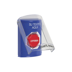STI Botón con Texto Personalizado, Tapa Protectora de Policarbonato Súper Resistente, Restablecimiento con llave MOD: SS2-422ZA-ES