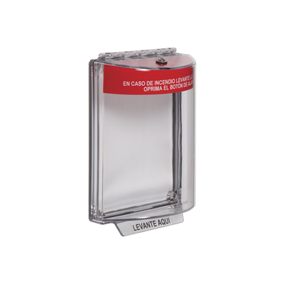 STI Cubierta Universal Transparente con Sirena, Texto de Incendio en Español MOD: STI-13020FR-ES