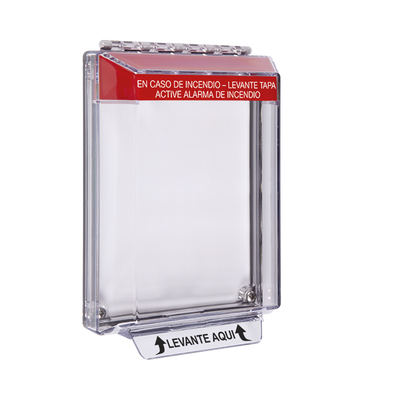 STI Cubierta Universal Transparente de Bajo Perfil y Texto de Incendio en Español MOD: STI-14010FR-ES