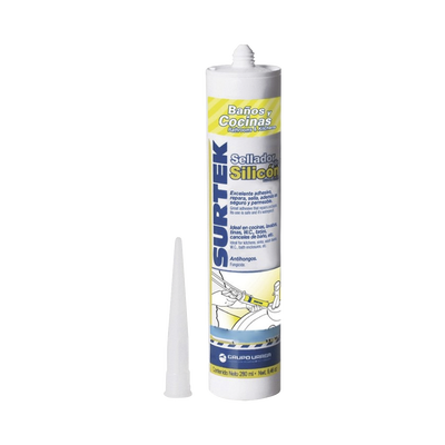 SURTEK Silicón Para Baños y Cocinas /Color Blanco / Contenido 280 ml. SYS-113-452