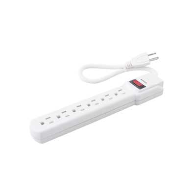 SURTEK Multicontacto con cable 30 cm. 6 tomas 127 Vca línea, tierra, neutro 15 A max. MOD: SYS-136201