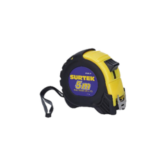 SURTEK Flexometro anti impacto de 5 metros, cinta ancha con boton de freno. MOD: SYS-B122081