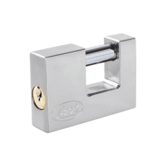 LOCK Candado para Cortina Metálica / Medida 80 mm/ Cromo Satinado/ Nivel de Seguridad 6 / Llave Estándar. MOD: SYS-L22-C80-ECSB