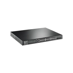 TP-LINK Switch JetStream PoE+ administrable Capa 2, 24 puertos 10/100/1000 Mbps + 4 puertos SFP 384 W MOD: T2600G-28MPS
