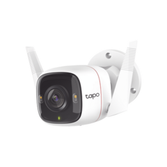 TP-LINK Cámara IP 4 Megapixel (2K) / Lente 3.18 mm / Wi-Fi / 30 mts IR / Exterior IP66 / Audio Bidireccional / Micro SD hasta 256 GB / Compatible con Google y Alexa TAPO-C320WS
