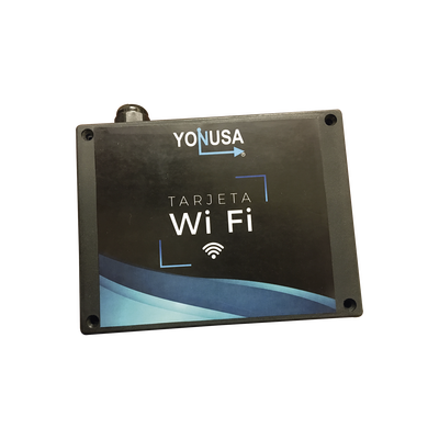 YONUSA Modulo WIFI con gabinete para uso en Energizadores YONUSA/Aplicación sin costo/Activación Remota de 4 salidas tipo Relay con alta capacidad. MOD: TARJET-WIFI-V2