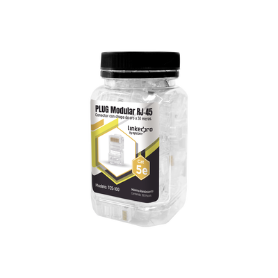 LINKEDPRO BY EPCOM Bote con 100 Piezas de Plug Modular RJ45 Cat5e sin blindaje, chapado de oro a 30 micras para durabilidad extrema MOD: TC5/100
