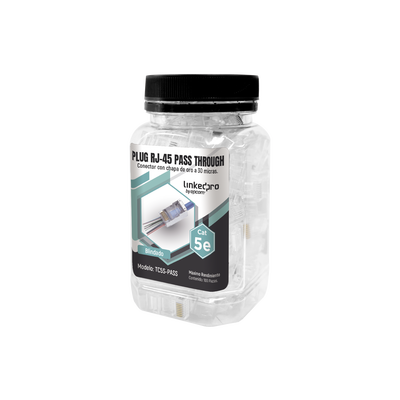 LINKEDPRO BY EPCOM Bote con 100 Plugs Pass through RJ45 Cat5e BLINDADO, chapado de oro a 30 micras para durabilidad extrema MOD: TC5S-PASS