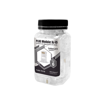 LINKEDPRO BY EPCOM Bote con 100 Piezas de Plug Modular RJ45 Cat6 sin blindaje, chapado de oro a 30 micras para durabilidad extrema MOD: TC6/100