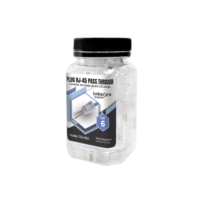 LINKEDPRO BY EPCOM Bote con 100 Plugs Pass through RJ45 Cat6 sin blindaje, chapado de oro a 30 micras para durabilidad extrema MOD: TC6-PASS