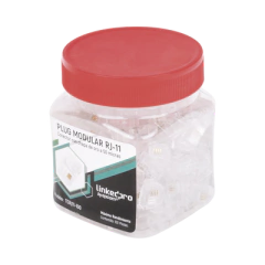 LINKEDPRO BY EPCOM Bote con 100 piezas de plug modular tipo RJ11 de 4 contactos chapado de oro a 50 micras MOD: TCRJ11-100