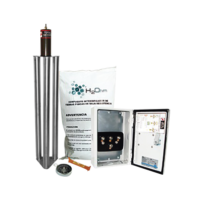 TOTAL GROUND Kit Antivandalico de Puesta a Tierra de 100 Amperes con Electrodo, Filtro y Compuesto H2Ohm. MOD: TG-100K-AI