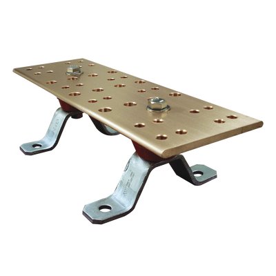 TOTAL GROUND Barra de Unión Principal (TMGB) con Aisladores. Medida: 500 x 101.6 x 6.35 mm (19-11/16" x 4" x 1/4"). MOD: TG-BUE-TMBG