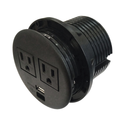 THORSMAN Multicontactos empotrable Doble/ USB "A & C", Color Negro, no incluye cable de poder (11000-83604) TH-CDE-USB-N