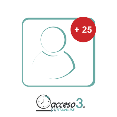 AccessPRO [BAJO PEDIDO] Expansión de 25 Empleados adicionales para Software Acceso3 - TITANIUM / Compatible con NOMINA MOD: TITANIUM25EMP