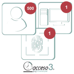 ACCESSPRO [BAJO PEDIDO] Licencia de 3 años para software Acceso3 TITANIUM / 500 Empleados / 1 reloj / 1 PC / Compatible con SISTEMAS DE NOMINA TITANIUMCERO-3A