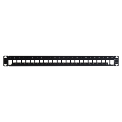 SIEMON Patch Panel TERA-MAX Blindado de 24 Puertos, Modular (vacío), Plano, Color Negro, 1UR MOD: TM-PNLZ-24-01