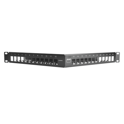 SIEMON Patch Panel TERA-MAX de 24 Puertos, Modular, Angulado, Color Negro, 1UR MOD: TMPNLZA2401