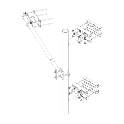 Trylon Montaje Lateral Reforzado con 30 cm de Separación . Mástil de 4-1/2" x 72" (114 mm x 1.8 m). MOD: TRY-ST-HD-025