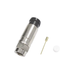 EPCOM TITANIUM Conector F Macho de Compresión Axial con Borne Negro para instalar en Cable Coaxial RG-11, 75 Ohm, Bronce-Niquelado. MOD: TT11-F02