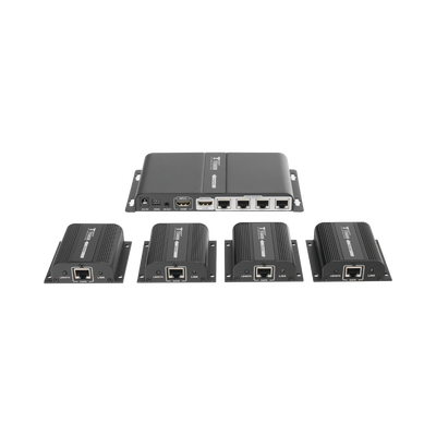 EPCOM TITANIUM Kit Divisor y Extensor HDMI (Extender Splitter) / Divide 1 Fuente HDMI a 4 Pantallas / Extiende la señal HDMI hasta 40 m / Resolución 1080P @ 60 Hz / Cat 6/6a/7 / Cero Latencia / Salida Loop en el Tx / IR / Alimente solo el Tx (PoC). MOD: TT714PRO