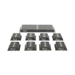 EPCOM TITANIUM Kit Divisor y Extensor HDMI (Extender Splitter) / Divide 1 Fuente HDMI a 8 Pantallas / Extiende la señal HDMI hasta 40 m / Resolución 1080P @ 60 Hz / Cat 6/6a/7 / Uso 24/7 / Salida Loop en el Tx / IR / Alimente solo el Tx (PoC). MOD: TT718PRO