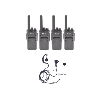 TXPRO Kit de 4 radios TX600 con un accesorio de audio TXEHK para cada radio MOD: TX600KIT