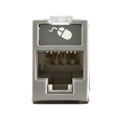 SIEMON Jack UltraMAX Cat6A, UTP, Montaje híbrido en Placa de Pared (Plano y Angulado), Color Gris, Punch Down U6A-H04NS