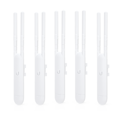 UBIQUITI NETWORKS Paquete de 5 Access Point UniFi doble banda para exterior, antenas desmontables 360° , 802.11ac MIMO 2X2, hasta 100 usuarios por equipo. 802.3af, Sin PoE´s UAP-AC-M-5