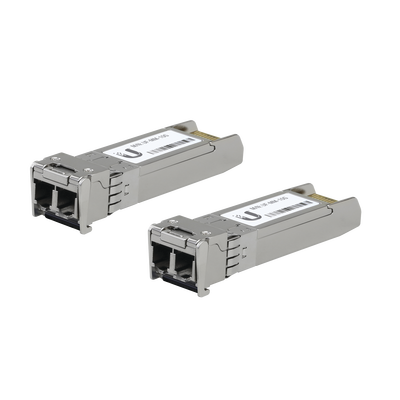 UBIQUITI NETWORKS UFiber Módulo SFP+ 10G, transceptor MiniGibic MultiModo 10 Gbps, distancia 300m, conectores LC, paquete de 2 piezas MOD: UF-MM-10G