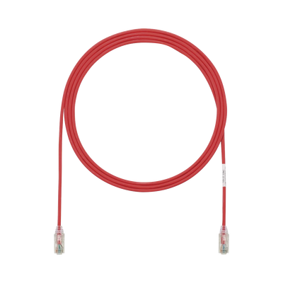 PANDUIT Cable de Parcheo TX6, UTP Cat6, Diámetro Reducido (28AWG), Color Rojo, 7ft MOD: UTP28SP7RD