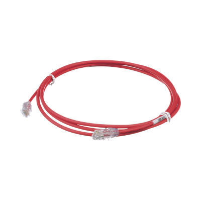 PANDUIT Cable de Parcheo UTP Cat6A, CM/LSZH, Diámetro Reducido (28AWG), Color Rojo, 7ft MOD: UTP28X7RD