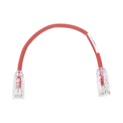 PANDUIT Cable de Parcheo UTP, Cat6A, Diámetro Reducido (28 AWG), CM/LSZH, Color Rojo, 8in (20.3cm) MOD: UTP28X8INRD