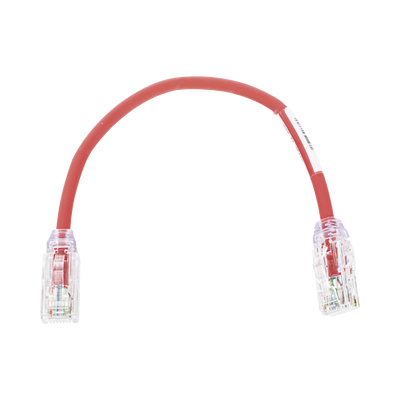 PANDUIT Cable de Parcheo UTP, Cat6A, Diámetro Reducido (28 AWG), CM/LSZH, Color Rojo, 8in (20.3cm) MOD: UTP28X8INRD