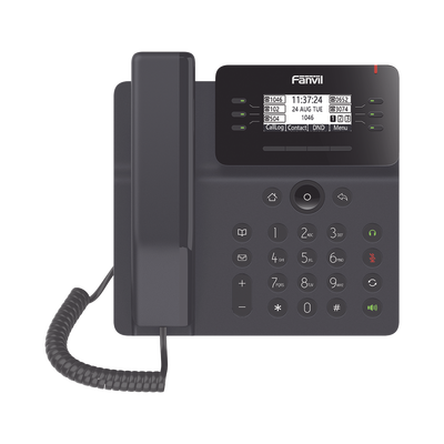 FANVIL Teléfono IP Empresarial Esencial para 6 líneas SIP, pantalla grafica matriz de puntos, PoE, puertos Gigabit, conferencia local de 6 vías. MOD: V62