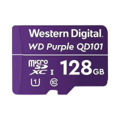 Western Digital (WD) Memoria microSD de 128 GB PURPLE, Especializada Para Videovigilancia, 10 VECES MAYOR DURACIÓN, 3 AÑOS DE GARANTIA MOD: WD128MSD