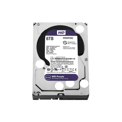 Western Digital (WD) Disco Duro PURPLE de 6TB / 3 AÑOS DE GARANTÍA / Para Videovigilancia MOD: WD60PURZ