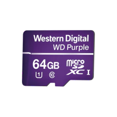Western Digital (WD) Memoria microSD de 64GB PURPLE, Especializada Para Videovigilancia, 10 VECES MAYOR DURACIÓN, 3 AÑOS DE GARANTIA MOD: WD64MSD