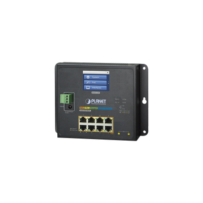 PLANET Switch Industrial Flat-Type 8 Puertos Gigabit C/PoE 802.3at, 2 Puertos SFP, LCD WGS-5225-8P2SV