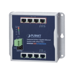 PLANET Switch Industrial de Múltiple Montaje (Pared, Riel DIN y Magnético), 8 Puertos Gigabit con 4 puertos PoE 802.3at, Hasta 120 W. WGS-804HP
