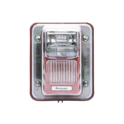 HOCHIKI Sirena Estrobo para Exterior, Montaje en Muro, Color Rojo MOD: WHEC24-75WR