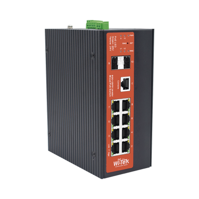 WI-TEK Switch Industrial Administrable Gigabit con 2 Puertos PoE bt + 6 Puertos PoE af/at o 24 V Pasivo + 2 SFP Gigabit, 240 W WI-PMS310GF-ALIEN-I