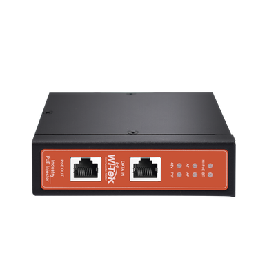 WI-TEK Inyector PoE Industrial / DC entrada 12-57V / PoE salida de Hasta 90W / Carcasa de Metal / Riel DIN / Aplicaciones CCTV MOD: WIPOE58BTIDC