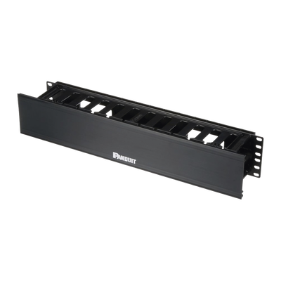 PANDUIT Organizador de Cables Horizontal PatchLink, Sencillo (Solo Frontal), Con Tapa Extendida, Para Rack de 19in, 2UR WMPHF2E