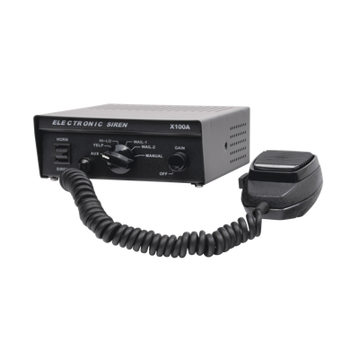 EPCOM INDUSTRIAL SIGNALING Sirena Vehicular de 100W de Potencia, Con Switch Giratorio de 6 posiciones y Micrófono Integrado de Uso Rudo MOD: X100A