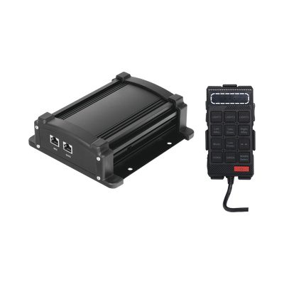 EPCOM INDUSTRIAL SIGNALING Sirena Vehicular de 100W de Potencia Con Controlador Unimando, Control de Tonos, Patrones de destello de Barras de Luces X67RB / X75RBS y Micrófono MOD: X100F